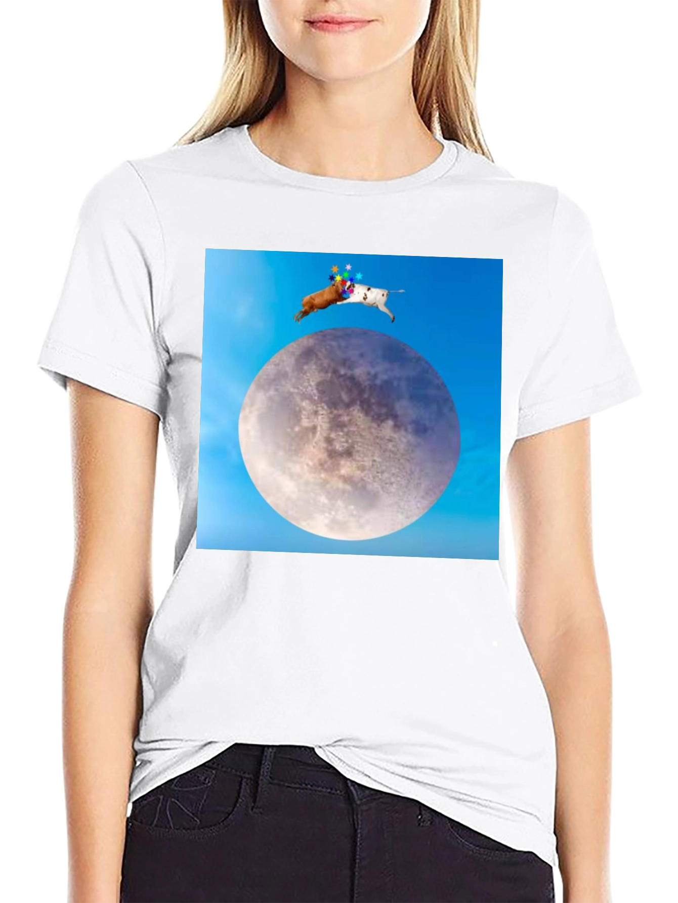 Novelty Moon Dogs Graphic T-Shirt