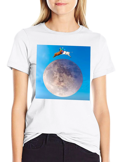 Novelty Moon Dogs Graphic T-Shirt