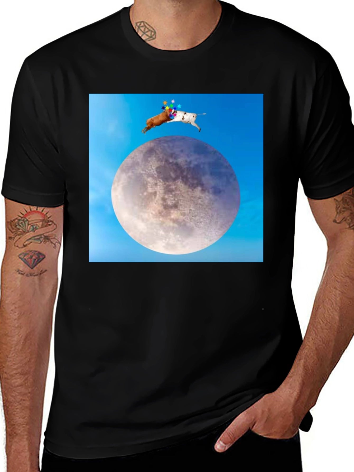 Novelty Moon Dogs Graphic T-Shirt