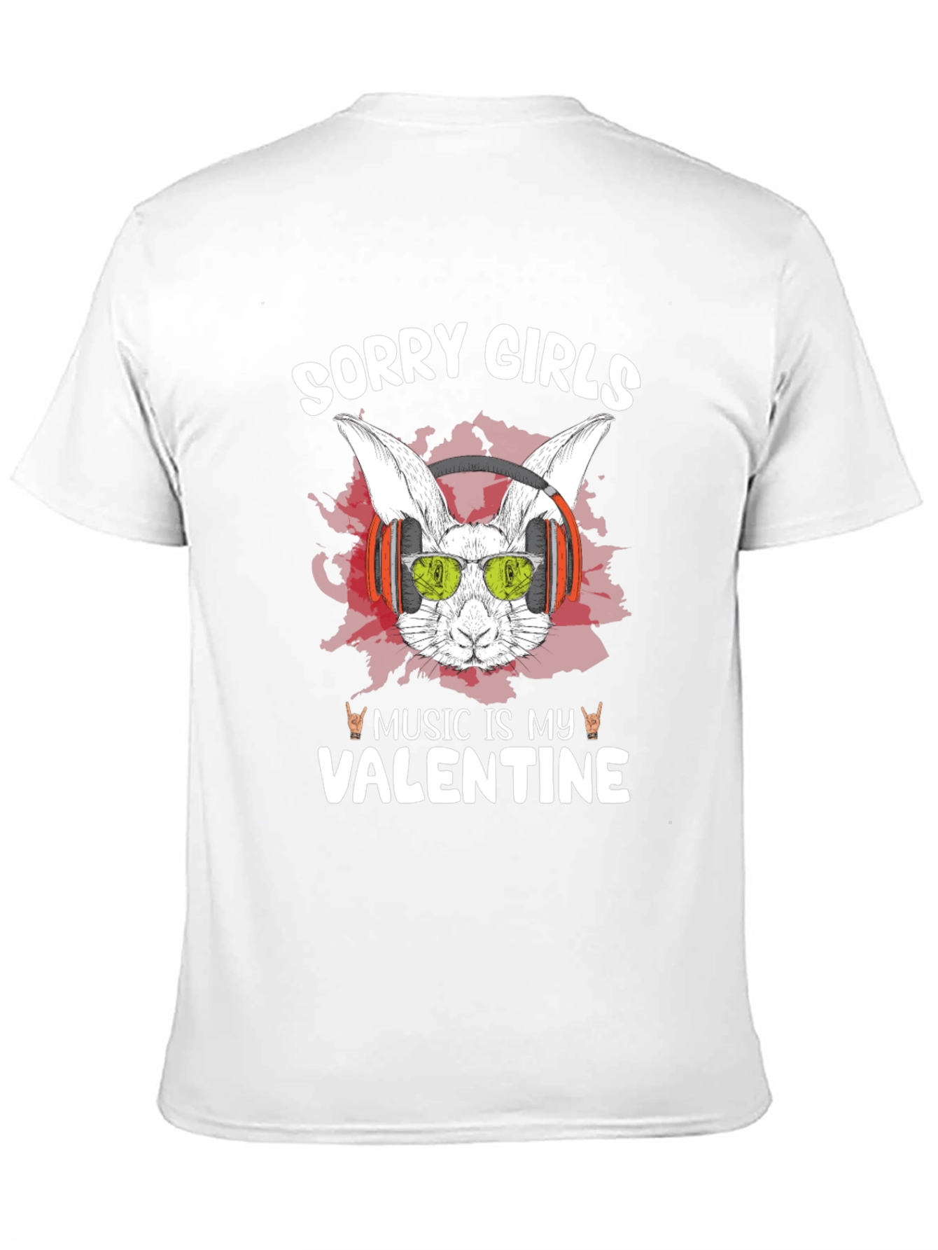 Music Is My Valentine Rabbit Graphic T-Shirt