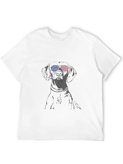 Dog with USA Flag Sunglasses Mens Tee