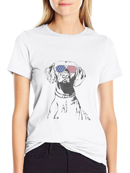 Dog with USA Flag Sunglasses Mens Tee