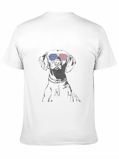 Dog with USA Flag Sunglasses Mens Tee