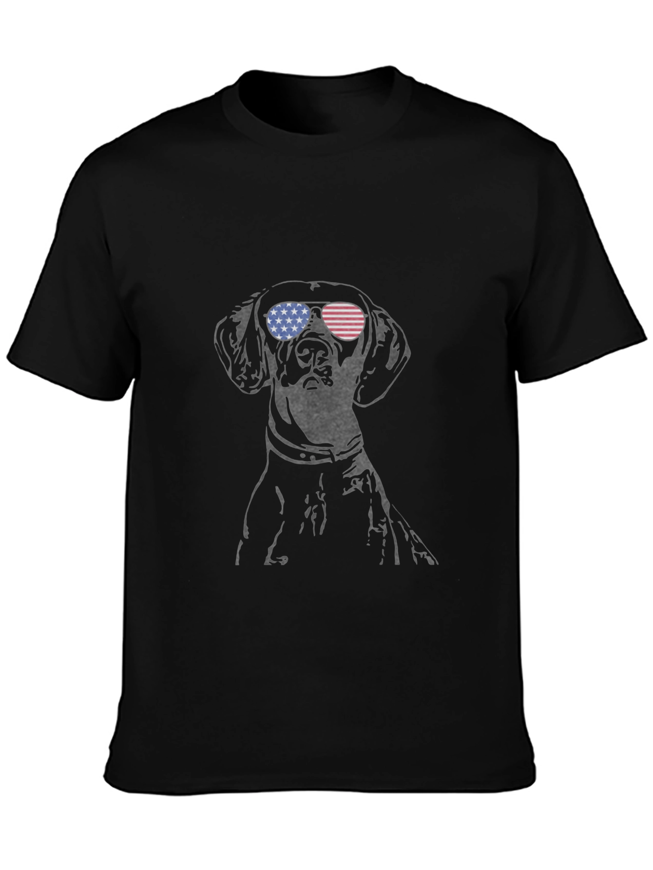 Dog with USA Flag Sunglasses Mens Tee