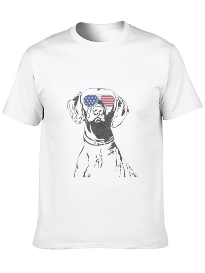 Dog with USA Flag Sunglasses Mens Tee