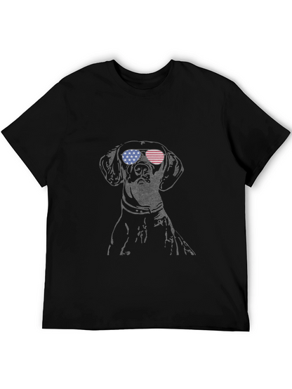 Dog with USA Flag Sunglasses Mens Tee
