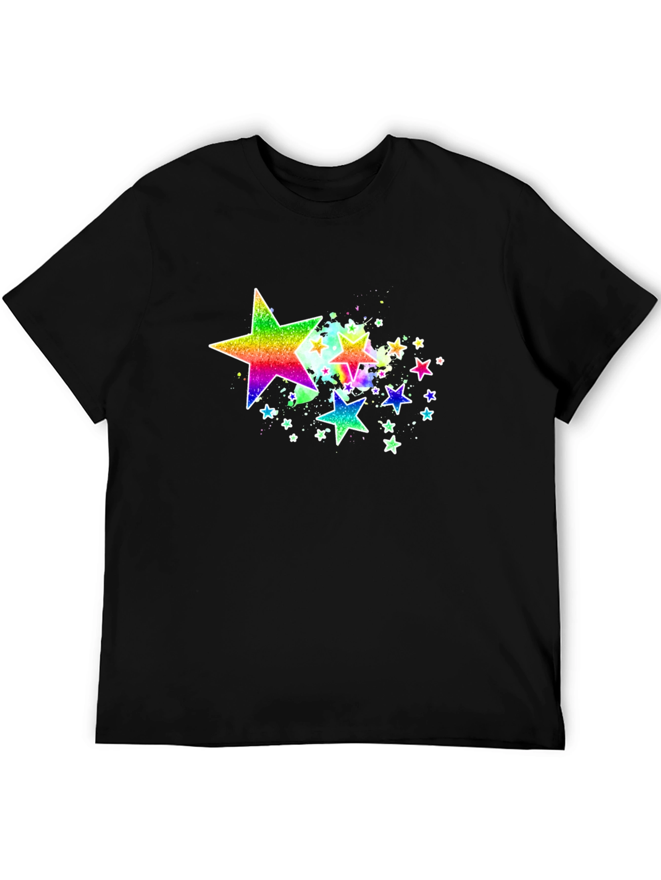 Rainbow Star Graphic Black T-Shirt