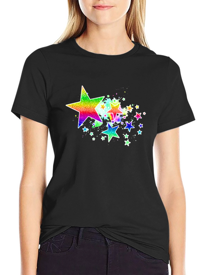 Rainbow Star Graphic Black T-Shirt