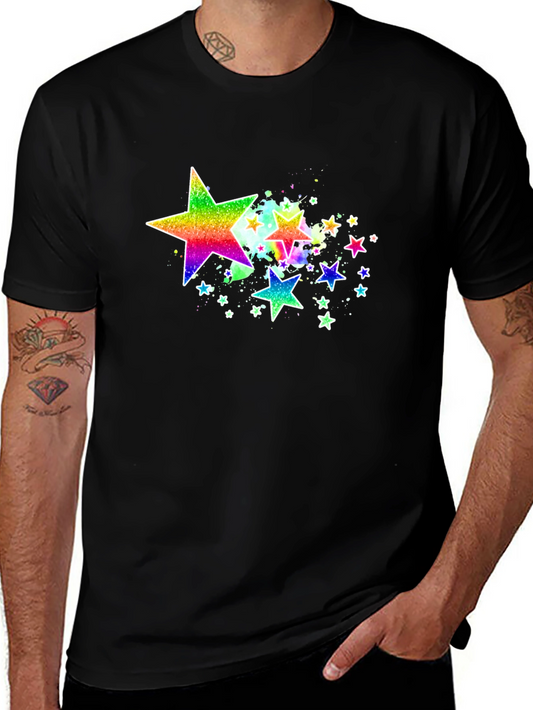 Rainbow Star Graphic Black T-Shirt