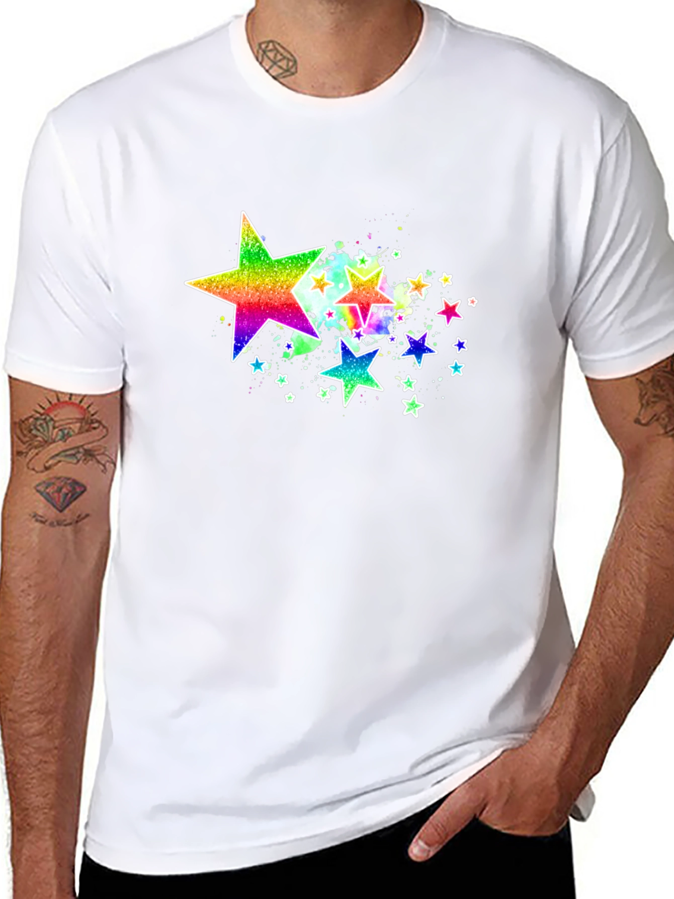 Rainbow Star Graphic Black T-Shirt