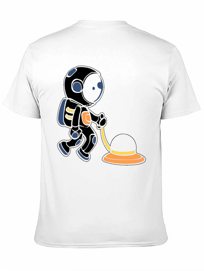 Astronaut Cartoon Graphic T-Shirt - Black