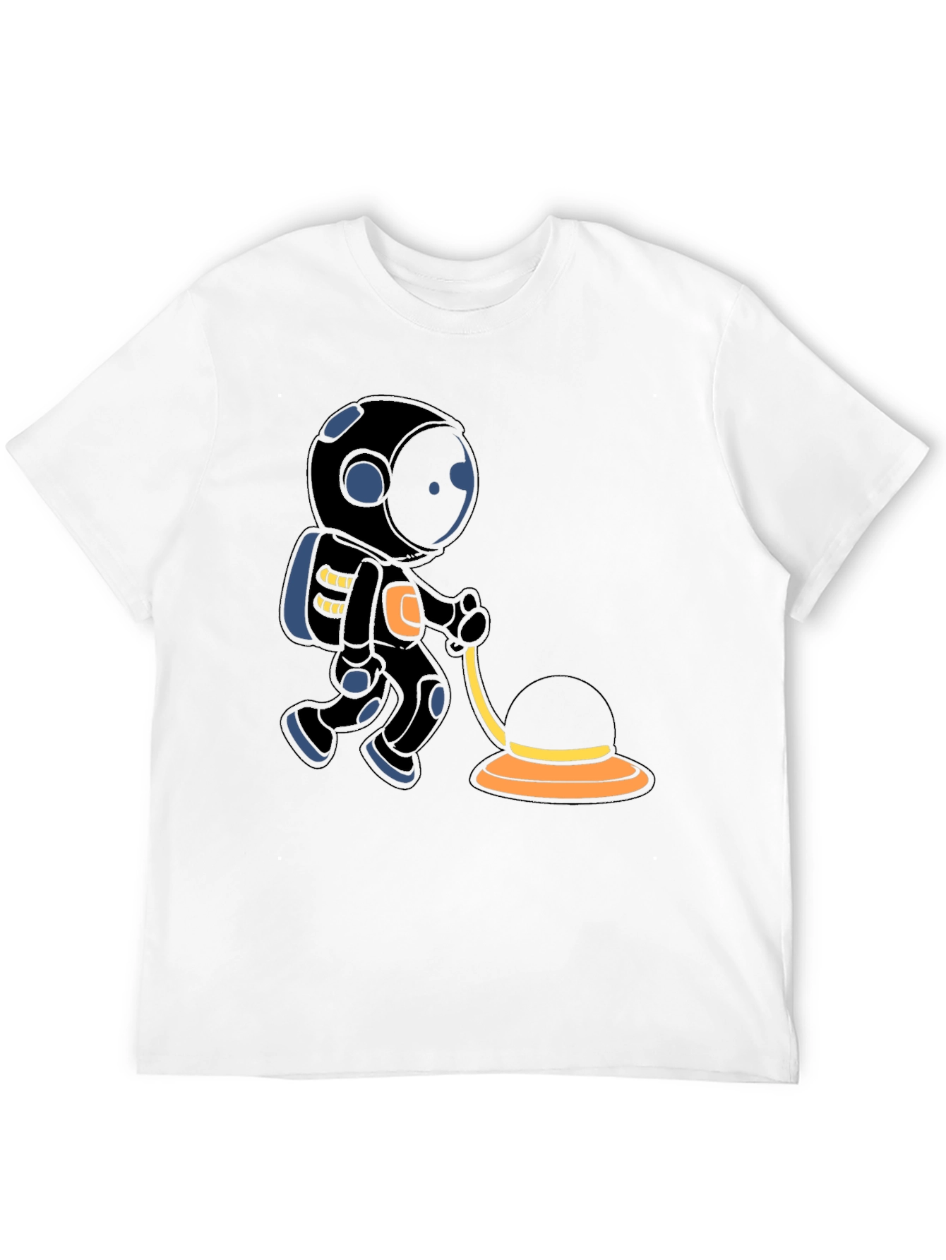 Astronaut Cartoon Graphic T-Shirt - Black