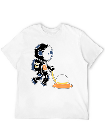 Astronaut Cartoon Graphic T-Shirt - Black