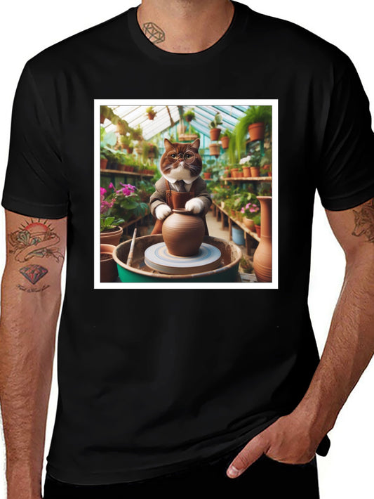 Pottery Cat T-Shirt: Greenhouse Artist Design