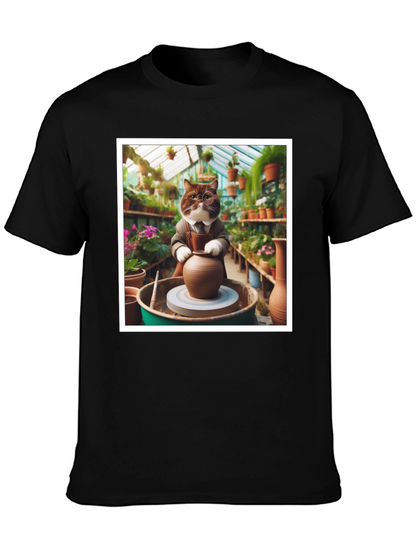 Pottery Cat T-Shirt: Greenhouse Artist Design