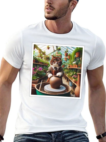 Pottery Cat T-Shirt: Greenhouse Artist Design