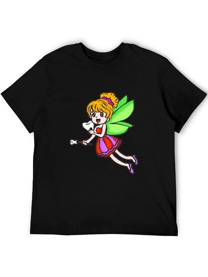 Cartoon Tooth Fairy Graphic Tee - Black