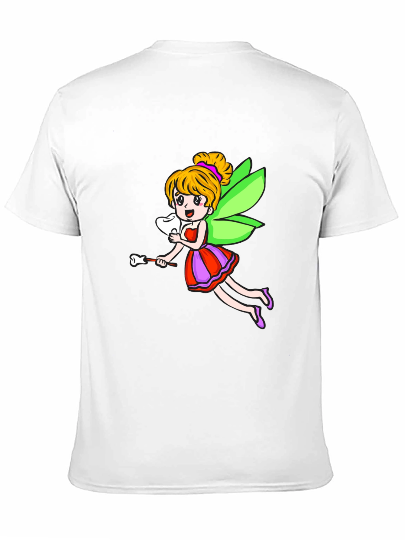 Cartoon Tooth Fairy Graphic Tee - Black