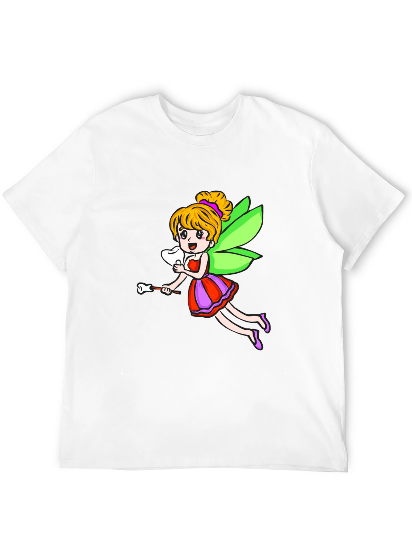 Cartoon Tooth Fairy Graphic Tee - Black