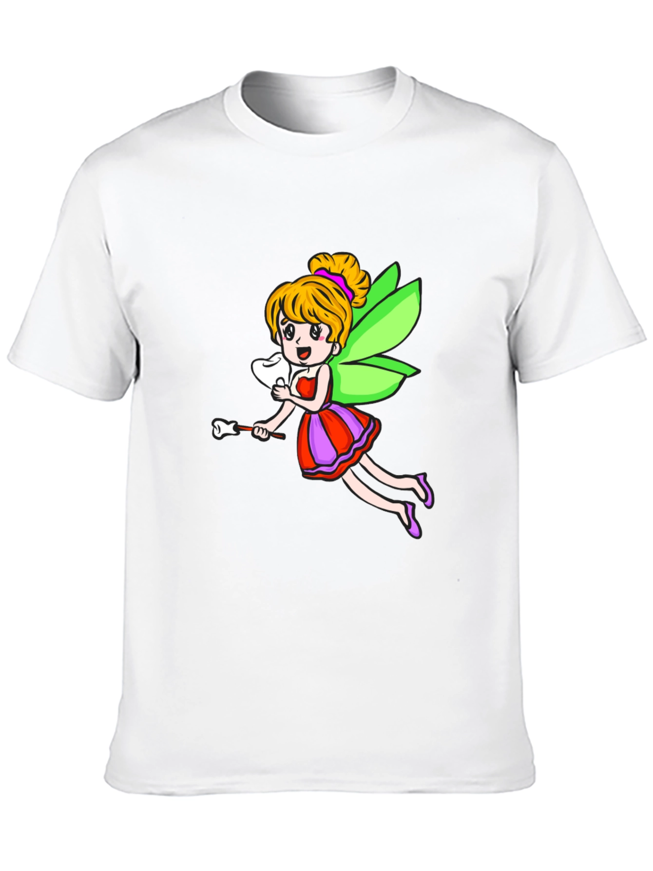 Cartoon Tooth Fairy Graphic Tee - Black