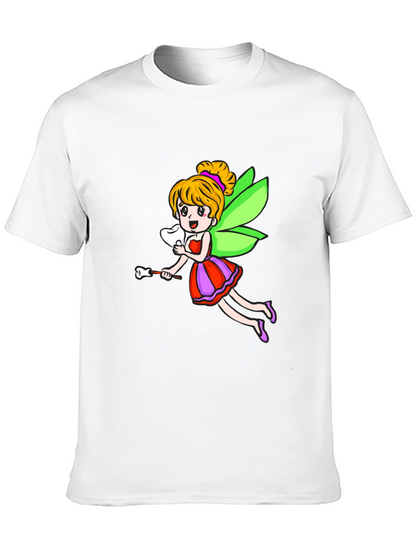 Cartoon Tooth Fairy Graphic Tee - Black