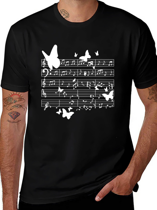 Musical Butterfly T-Shirt - Black Cotton Tee