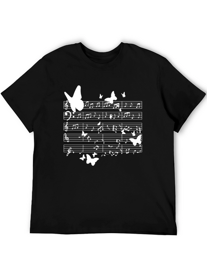 Musical Butterfly T-Shirt - Black Cotton Tee