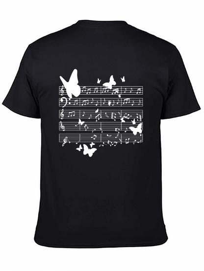 Musical Butterfly T-Shirt - Black Cotton Tee