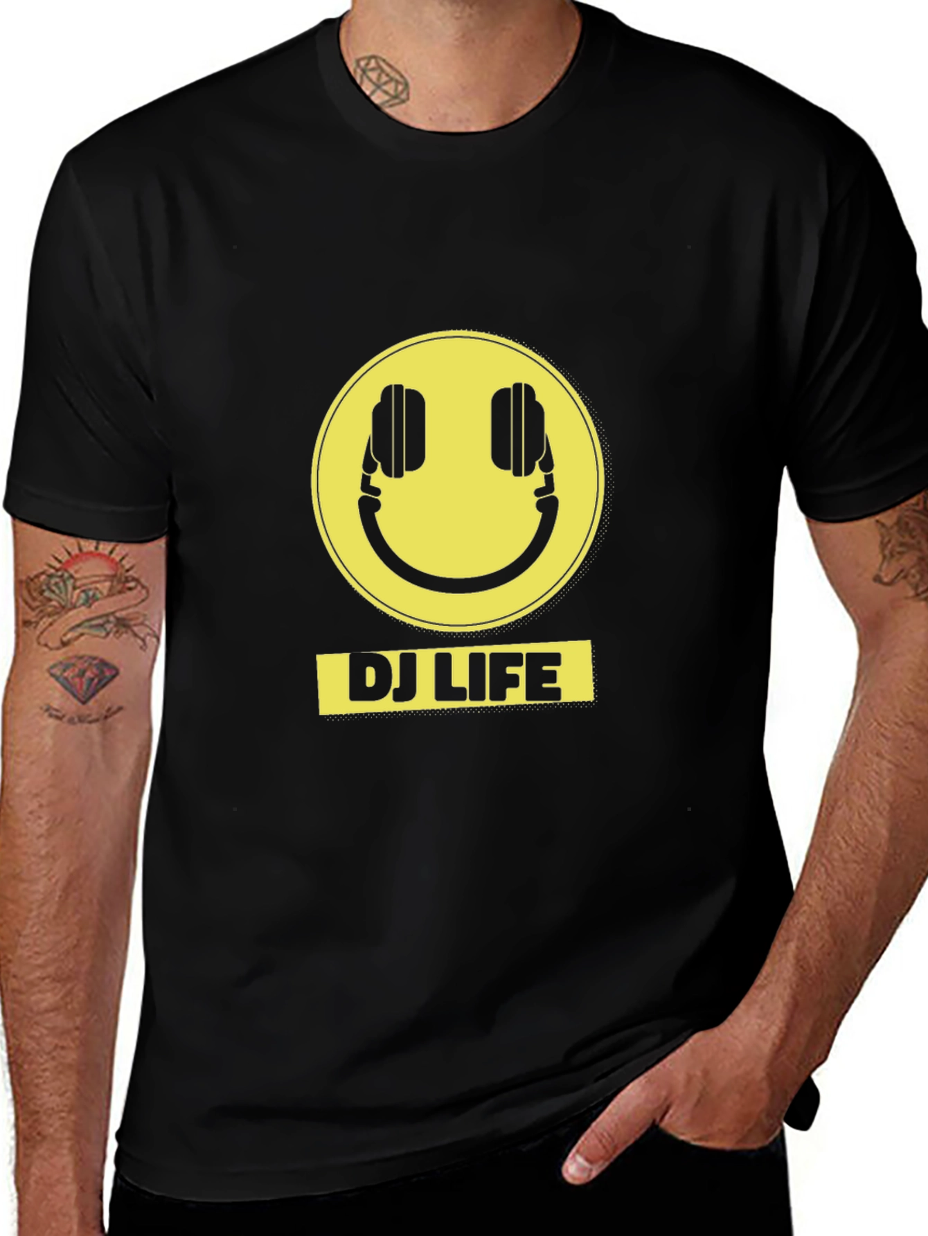 DJ Life Black T-Shirt with Yellow Graphic