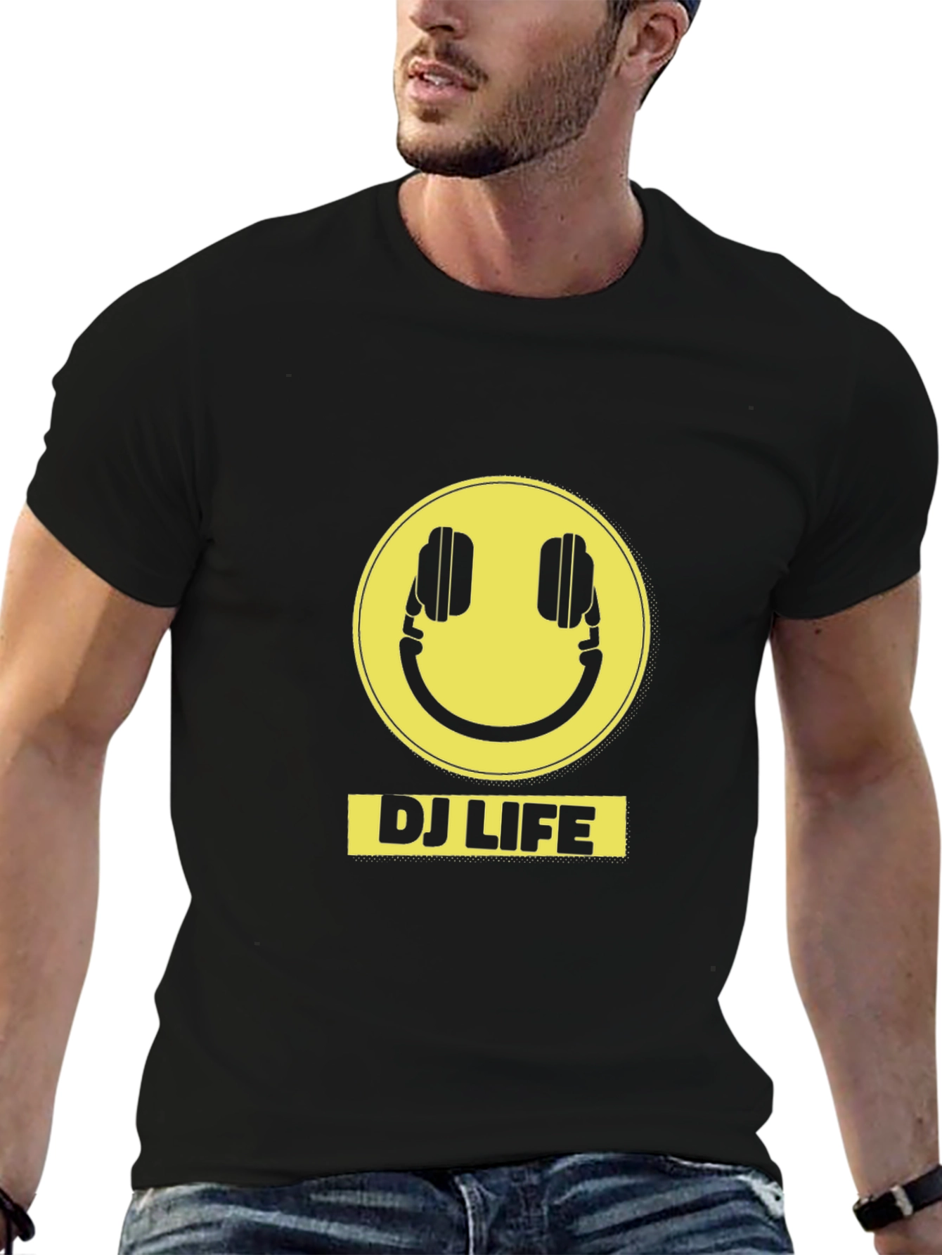 DJ Life Black T-Shirt with Yellow Graphic