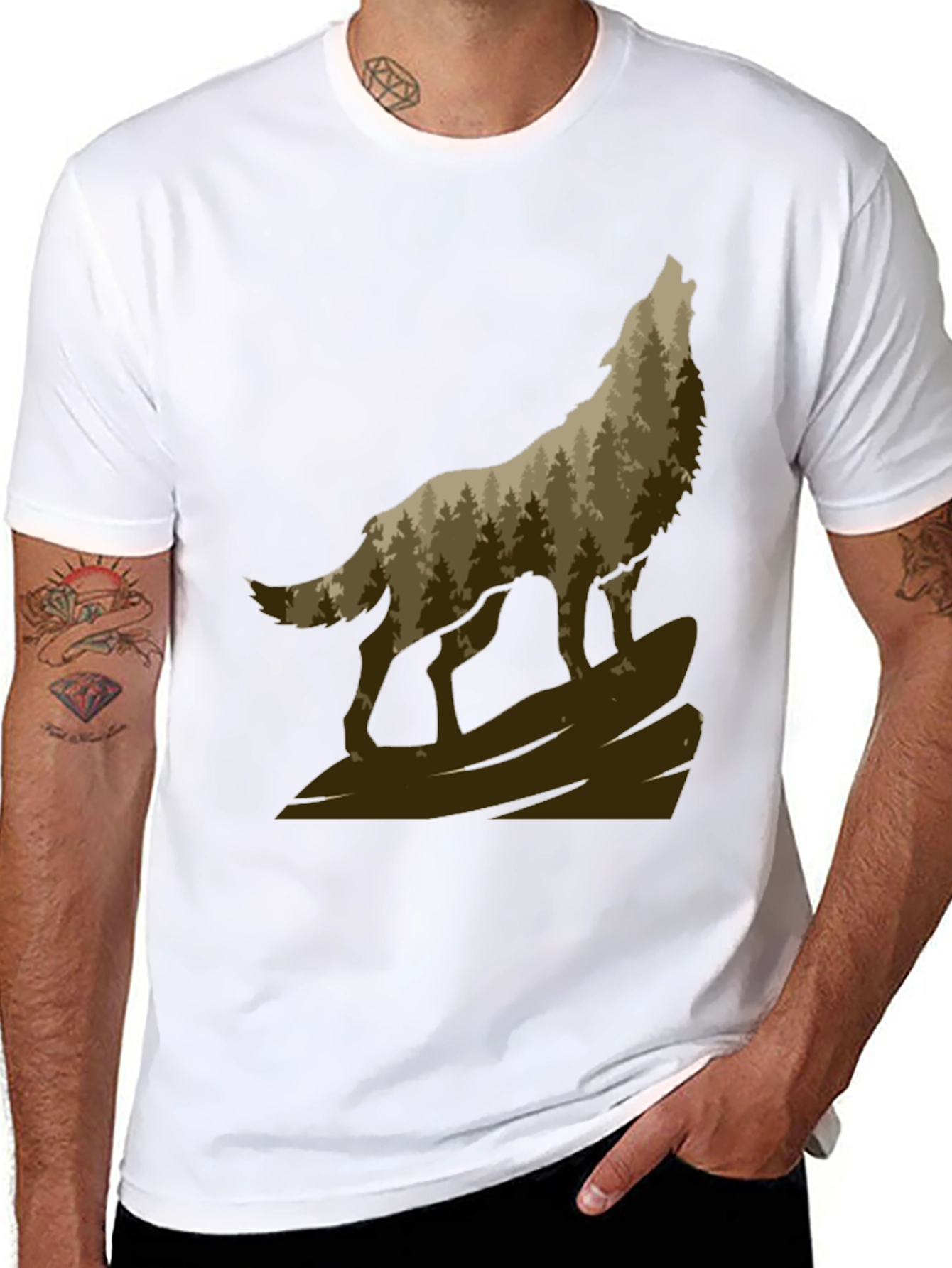 Wolf Howling in the Woods T-Shirt