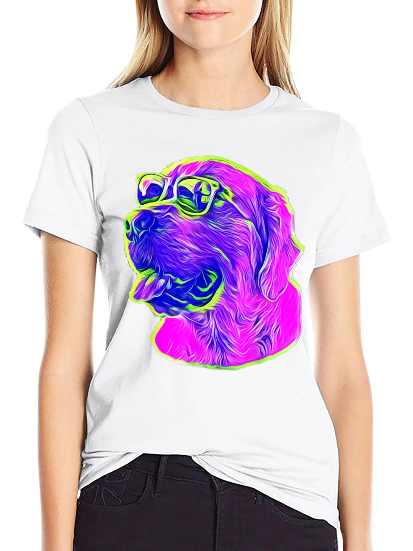 Cool Dog Graphic T-Shirt - Fun Neon Design