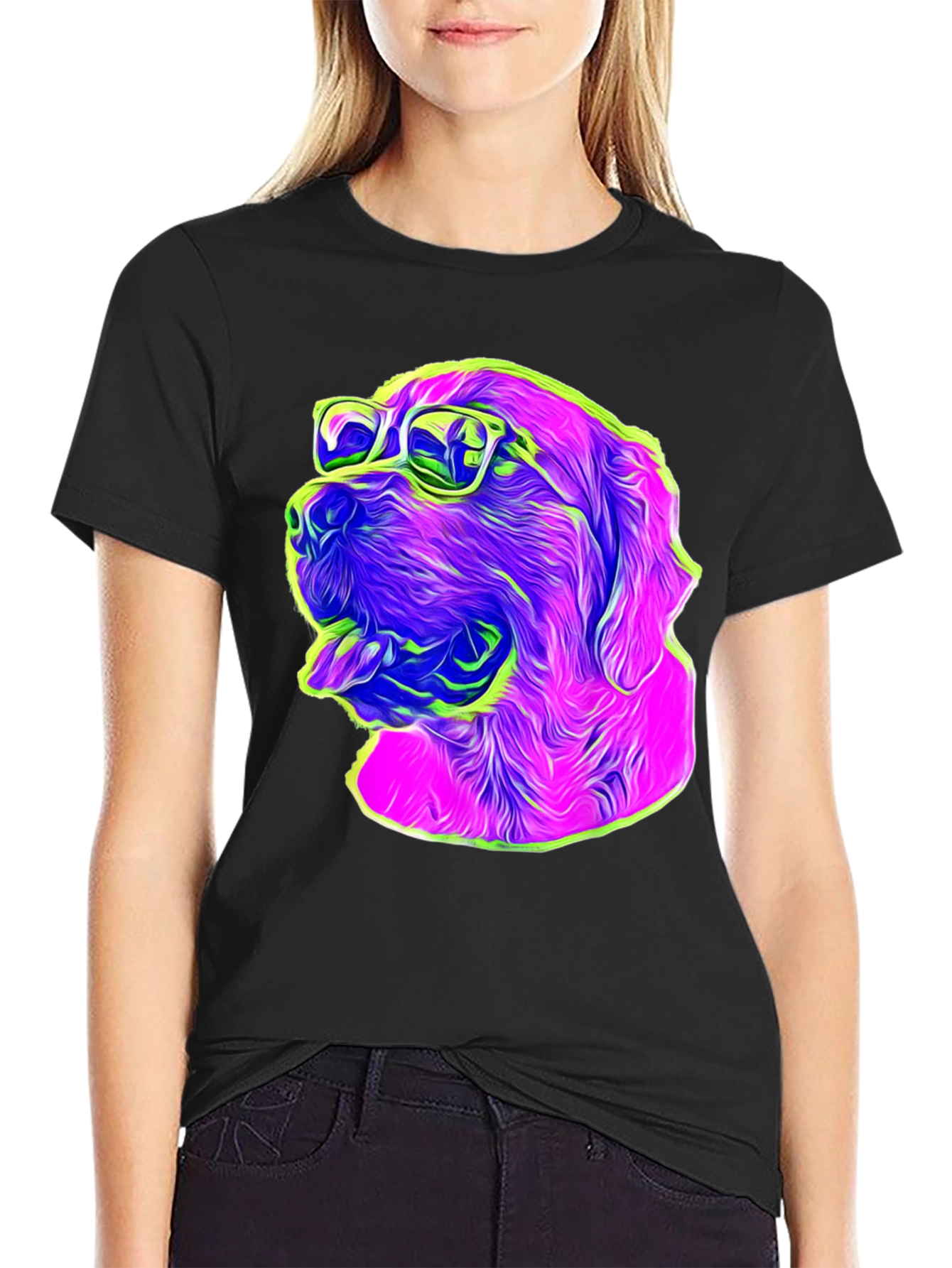 Cool Dog Graphic T-Shirt - Fun Neon Design