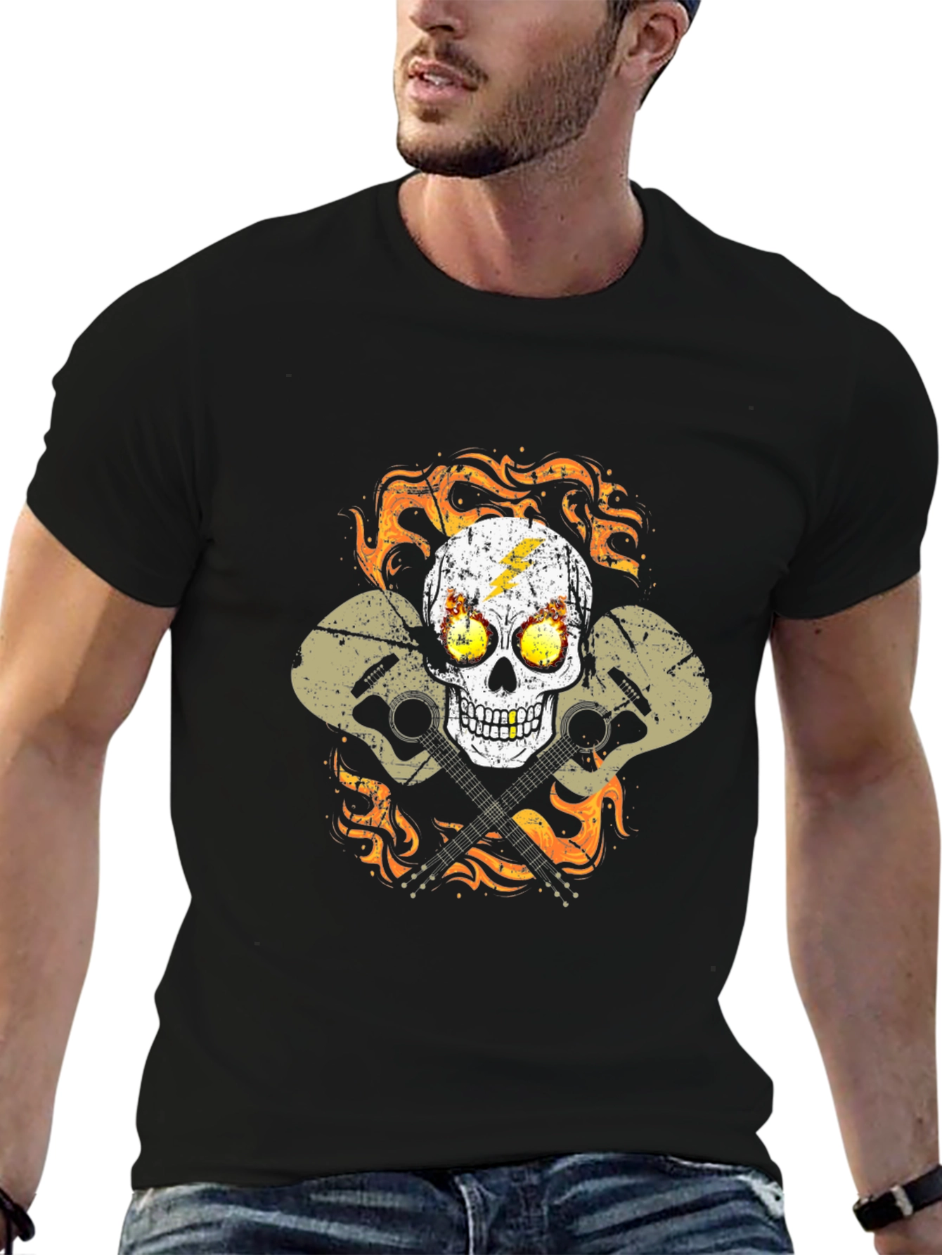 Skull & Guitars Graphic T-Shirt