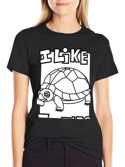 I Like Turtles Graphic Tee - Black