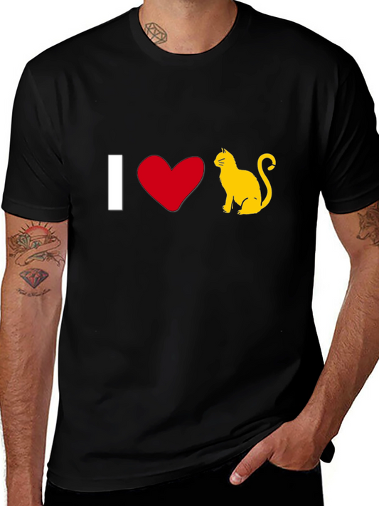 I Love Cats T-Shirt - Black Cotton Tee