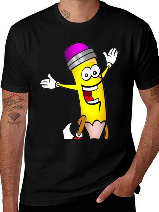 Fun Cartoon Pencil Graphic T-Shirt