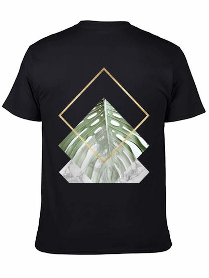 Geometric Leaf Print T-Shirt