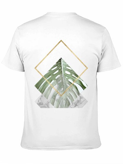 Geometric Leaf Print T-Shirt
