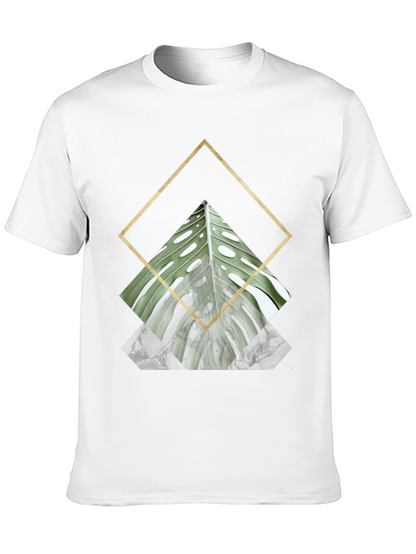 Geometric Leaf Print T-Shirt
