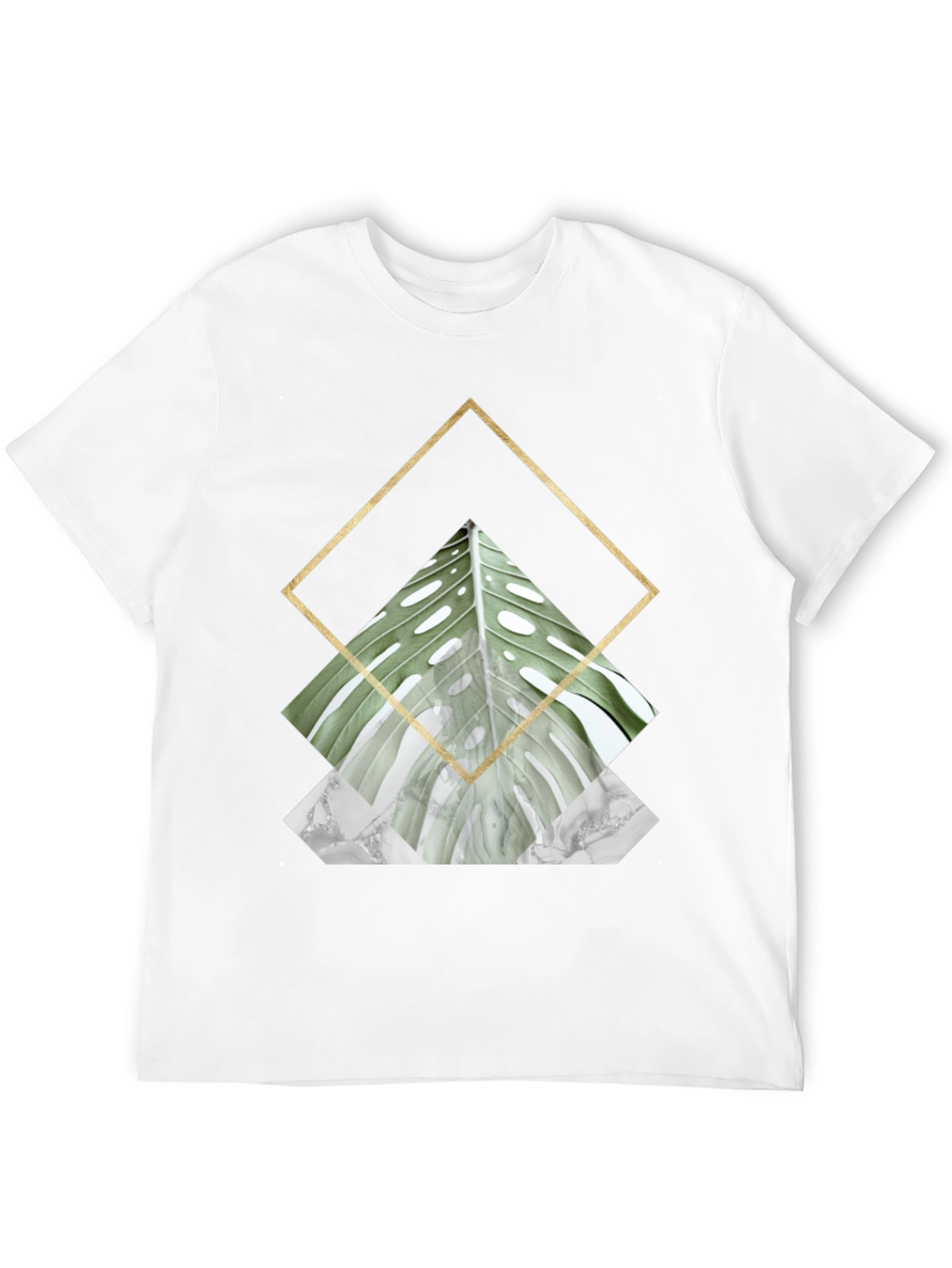 Geometric Leaf Print T-Shirt