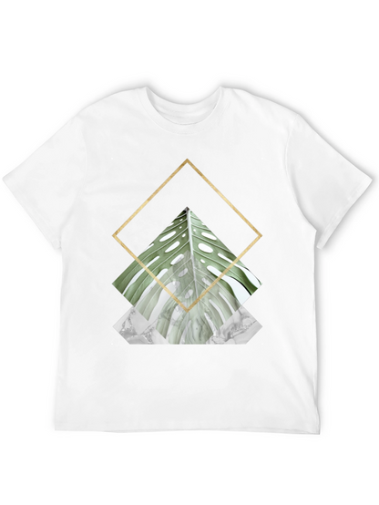 Geometric Leaf Print T-Shirt