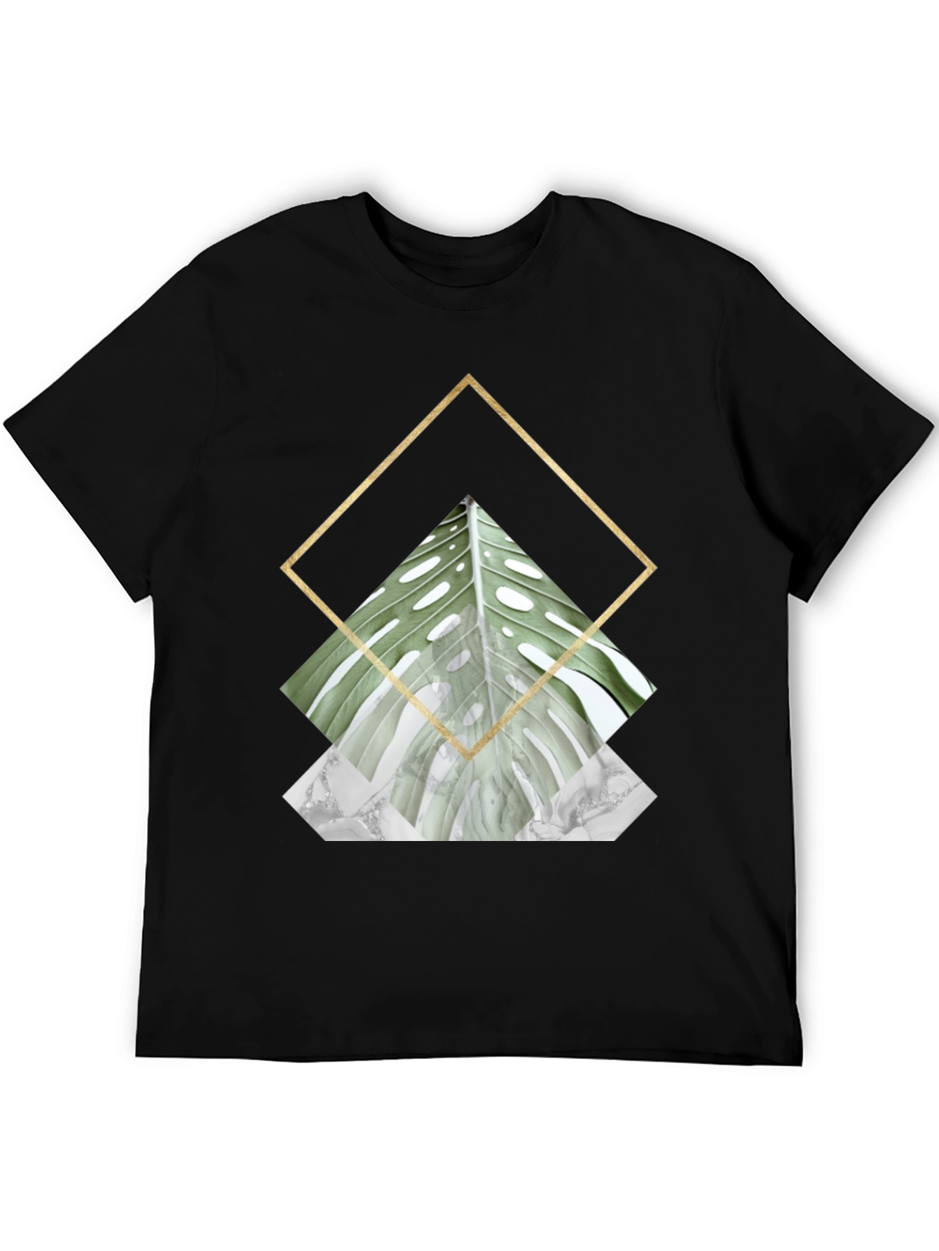 Geometric Leaf Print T-Shirt