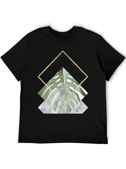 Geometric Leaf Print T-Shirt