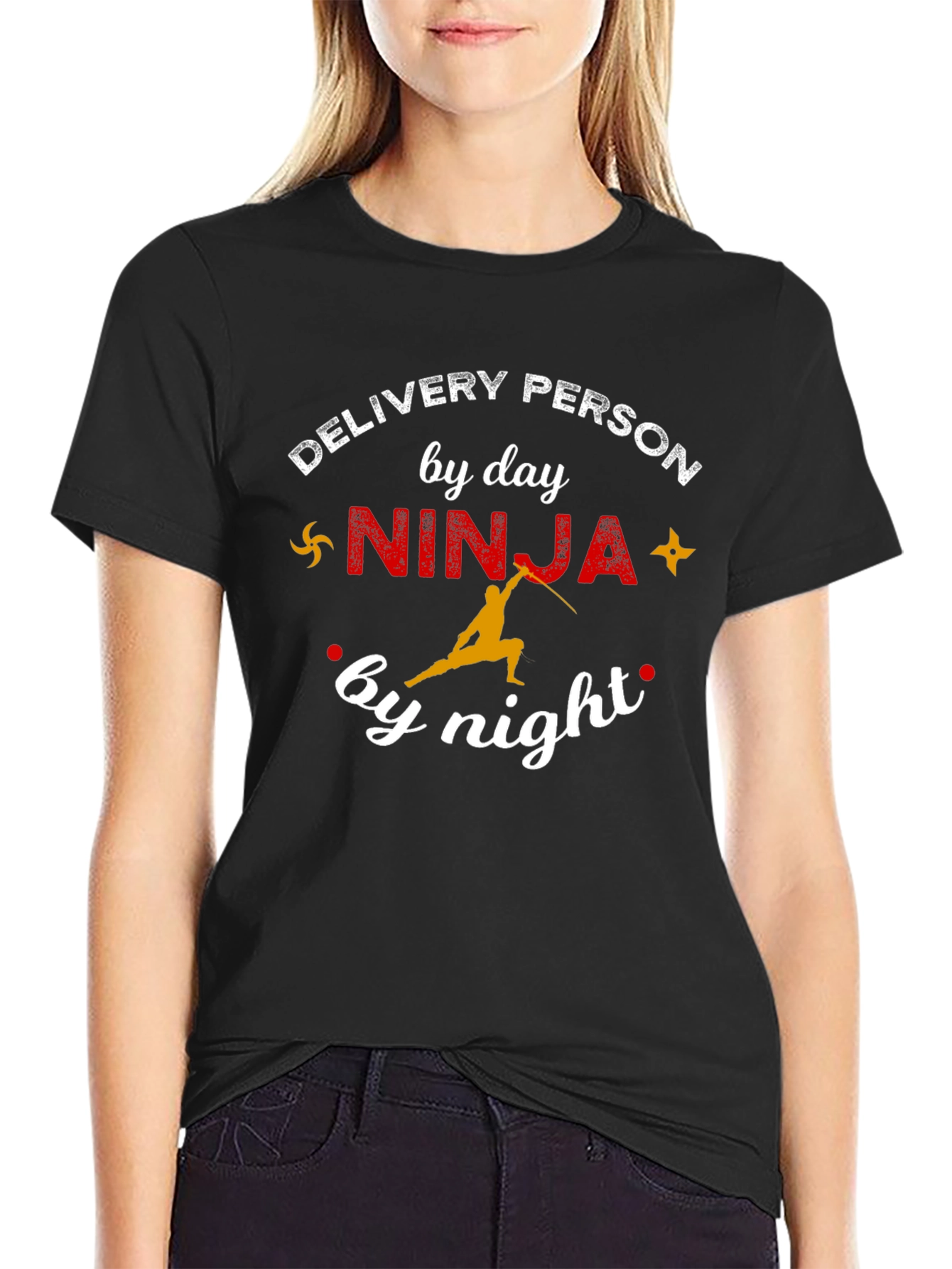 Delivery Person Ninja Funny Graphic T-Shirt