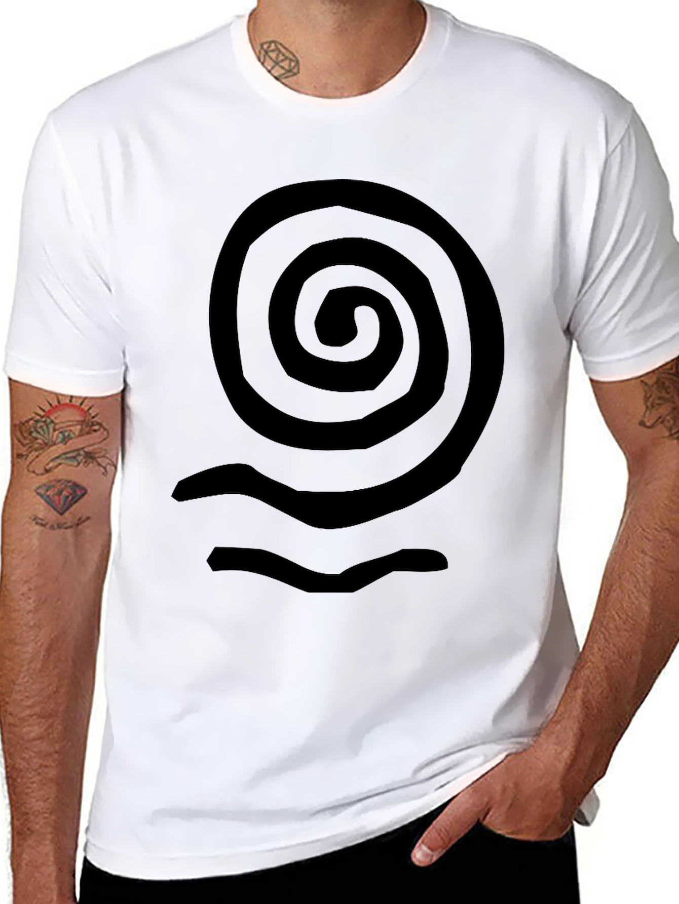 Spiral Wave Graphic Tee - Casual Black T-Shirt