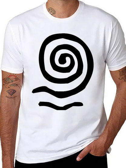 Spiral Wave Graphic Tee - Casual Black T-Shirt