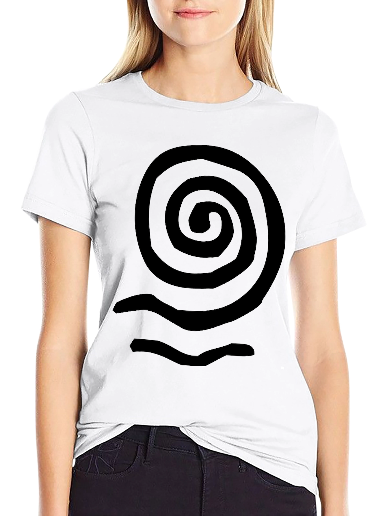 Spiral Wave Graphic Tee - Casual Black T-Shirt