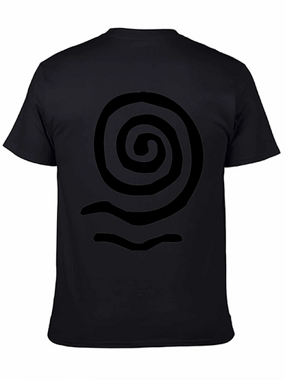 Spiral Wave Graphic Tee - Casual Black T-Shirt