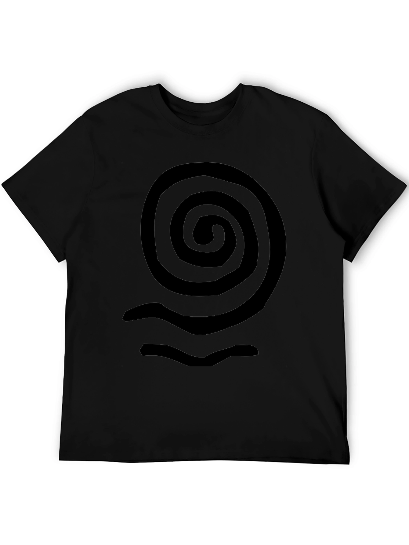 Spiral Wave Graphic Tee - Casual Black T-Shirt